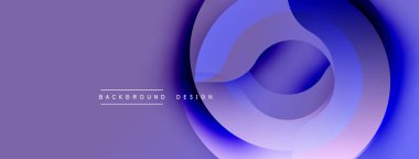 Soyut arka plan katmanlı daireler, gradyan mor renkler. Modern tasarım derinliği, akıcılığı ve görsel ilgiyi çağrıştırıyor. Mevcut en küçük metin.