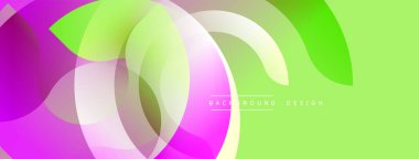 Soyut canlı katmanlar dinamik bileşim yaratır. Yumuşak gradyanlar pembe, yeşil, beyaz renkleri harmanlarlar. Modern tasarım akıcılığı, hareketi, görsel ilgiyi çağrıştırıyor.