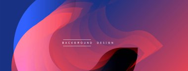 Soyut sıvı şekilleri canlı mavileri, pembeleri, morları harmanlıyor. Dinamik katmanlar derinlik yaratır, modern estetik. Minimum metin arka plan tasarımı okur. Düzen eğimleri kompozisyona hakim.