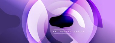 Soyut mor tasarım üst üste binen dairesel katmanlar içeriyor. Dereceli gölgeler derinlik yaratır, karanlık merkezler ise aydınlık kenarları karşılar. Modern, dinamik kompozisyon.