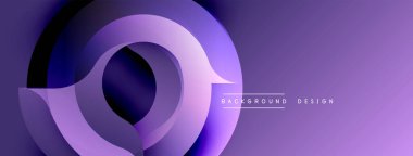 Soyut mor katmanlar dinamik dairesel bileşim yaratır. Gradyan gölgeler derinlik sunar, modern estetik dijital arkaplanlar ve sunumlar için uygundur. Minimalist tasarım.