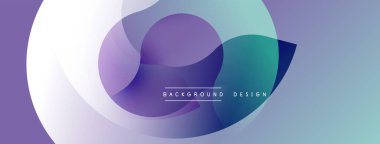 Soyut sıvı şekilleri örtüşür, canlı gradyanlar yaratır. Mor, mavi, deniz mavisi renkleri kusursuz bir şekilde harmanlanır. Modern tasarım hareketi, derinliği, görsel uyumu çağrıştırıyor. Minimum metin arkaplan tasarımı okur.