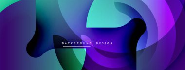 Soyut sıvı şekilleri canlı mavileri, morları, yeşillikleri harmanlıyor. Üst üste binen katmanlar dinamik derinlik yaratır, modern estetik. Metin arka plan tasarımı okur. Düzen eğimleri kompozisyona hakim.