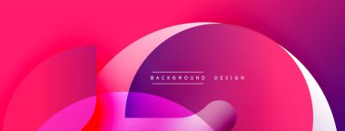 Soyut canlı tasarım, üst üste binen eğriler. Pembeden mora geçiş, dinamik görsel efekt yaratır. Modern estetik arka planlar için uygundur.