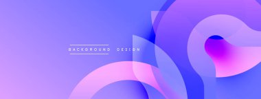Soyut arkaplan özellikleri üst üste binen şeffaf şekiller. Renk değişimi, mavi, pembe, dinamik görsel efekt. Dijital projeler için modern tasarım.