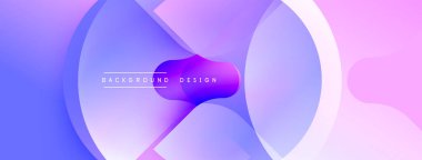 Soyut arkaplan özellikleri üst üste binen şeffaf çemberler. Mordan pembeye geçiş yumuşak görsel efekt yaratır. Dijital projeler için uygun minimalist tasarım.