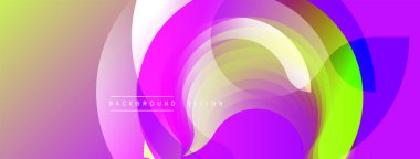 Soyut renkli katmanlar dinamik akış şekilleri yaratır. Gradyan renkler karışıyor, dairesel desenler oluşturuyor. Modern tasarım enerjiyi, hareketi, görsel ilgiyi çağrıştırıyor.