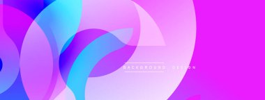 Soyut sıvı şekilleri örtüşür, canlı gradyanlar yaratır. Pembe, mor, mavi renkler kusursuz bir şekilde harmanlanır. Modern tasarım hareketi, enerjiyi, görsel cazibeyi çağrıştırıyor. Arkaplan yenilik ve yaratıcılığı öneriyor.