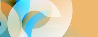 Soyut tasarım özellikleri üst üste binen daireler, yumuşak renk eğimleri. Sıcak tonlar, havalı mavilerle harmanlanarak modern görsel doku oluşturur. Arka planlar için minimalist estetik.