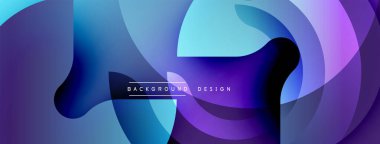 Soyut sıvı şekilleri üst üste binerek dinamik bileşim oluşturur. Renk mavisi, mor, turkuazeplend pürüzsüz. Modern tasarım hareketi, derinliği, karmaşıklığı çağrıştırıyor.