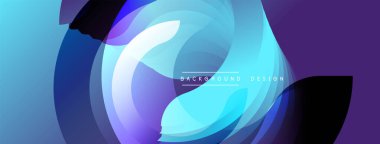 Soyut akış şekilleri dinamik bileşimler yaratır. Mavi, mor renkler pürüzsüz bir şekilde harmanlanır. Modern tasarım hareketi, enerjiyi, görsel ilgiyi çağrıştırıyor. Yumuşak eğimler derinlik sunar.