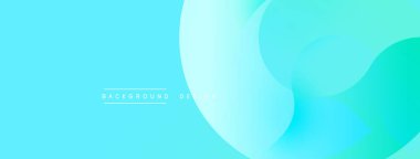 Soyut turkuaz arka plan özellikleri üst üste binmiş yuvarlak şekiller. Gradyan gölgeler, dijital projeler için modern tasarım unsuru olan yumuşak görsel akış yaratır. Minimalist estetik.