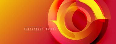 Soyut dairesel tasarım. Sıcak renk değişimi turuncudan kırmızıya. Üst üste binen katmanlar derinlik yaratır, modern estetik. Minimalist arkaplan ögesi.