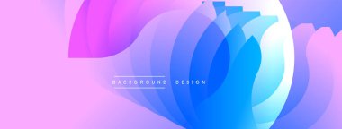 Soyut arkaplan katmanları akar, canlı pembeler maviye dönüşür. Dairesel şekiller dinamik görsel efekt yaratır, modern tasarım ögesi.