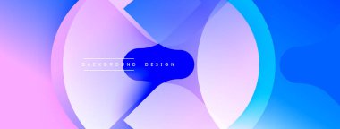 Soyut sıvı şekilleri canlı pembeler, maviler, morlar harmanlar. Üst üste binen katmanlar dinamik bileşim yaratır. Merkezi koyu dikdörtgen metin arkaplan tasarımını gösterir. Modern estetik.