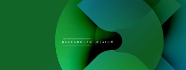 Soyut yeşil tasarım üst üste binen dairesel katmanlar içeriyor. Gradyan gölgeler derinlik yaratır, modern estetik. Minimalist kompozisyon arka planlara, sunumlara uyuyor.
