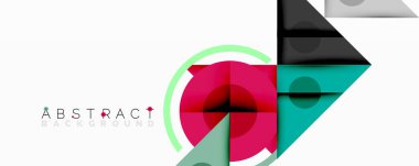 Modern soyut tasarım geometrik şekiller, canlı renkler içerir. Kompozisyonda daireler, çizgiler, üst üste binen elementler dinamik görsel efekt oluşturur. Minimalist stil.