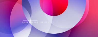 Üstüste binen şeffaf daireler içeren soyut bir kompozisyon. Renkler pembelerden, morlardan ve mavilerden harmanlanır ve dinamik görsel efekt yaratır. Modern tasarım ögesi.