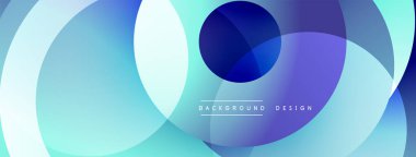 Üst üste binen daireler içeren soyut kompozisyon. Gölgeler koyu mavi ile soluk turkuaz arasında değişir. Modern tasarım akıcılık, derinlik ve görsel uyumu çağrıştırıyor. Arkaplan metni arkaplan tasarımı okur.
