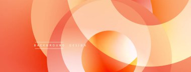 Soyut arkaplan özellikleri üst üste binen daireler, şeftaliden turuncuya değişen gradyanlar. Modern tasarım sıcaklığı, akıcılığı, basitliği çağrıştırıyor. Dijital projeler için mükemmel.