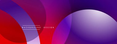 Üst üste binen daireler içeren soyut kompozisyon. Renkler koyu kırmızıdan canlı mora dönüşüyor. Arkaplan ve sunumlar için modern tasarım ögesi.
