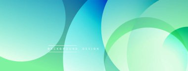 Soyut arkaplan özellikleri üst üste binen daireler, maviden yeşile dönüşen gradyanlar. Modern tasarım akıcılığı, sakinliği, basitliği çağrıştırıyor. Dijital projeler için ideal.