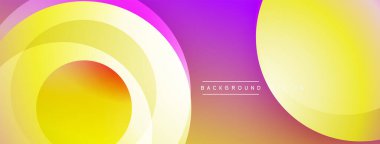 Soyut canlı katmanlar dinamik bileşim yaratır. Eşmerkezli daireler sarı, turuncu ve mor renkleri harmanlarlar. Modern tasarım enerjiyi, akıcılığı ve görsel ilgiyi çağrıştırıyor. Arkaplanda metin arkaplan tasarımı.