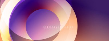 Soyut tasarım özellikleri üst üste biniyor. Sarı, turuncu, mor renklerin karışımı modern estetik yaratıyor. Düz geçişler şekilleri tanımlar, görsel derinlik sunar.