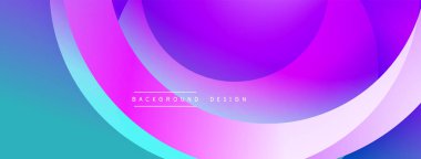 Soyut kompozisyon, üst üste binen daireler, canlı gradyanlar. Mor renge mavi geçişler, pürüzsüz bir görsel akış yaratır. Arkaplan ve sunumlar için modern tasarım ögesi.