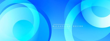 Soyut mavi arkaplan, üst üste binen dairesel katmanlar. Gradyan gölgeler dinamik görsel efekt yaratır. Modern tasarım dijital projeler ve sunumlar için uygundur.