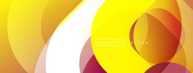 Soyut geometrik bileşim. Üst üste binen daireler dinamik değişim etkisi yaratır. Sıcak renkler baskın, sarıdan turuncuya, kırmızıya kadar değişiyor. Minimalist tasarım arka planlar için uygundur.