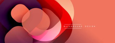Soyut çakışan çemberler canlı bir değişim etkisi yaratır. Sıcak renkler kompozisyona hakim, koyu mordan parlak turuncuya kadar değişiyor. Modern tasarım ögesi.