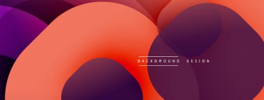 Üst üste binen daireler içeren soyut kompozisyon. Renkler parlak turuncudan koyu mora dönüşüyor. Modern tasarım akıcılığı, derinliği, görsel ilgiyi çağrıştırıyor.