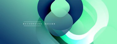 Soyut arkaplan özellikleri üst üste binen daireler, gradyanlar. Gözlükler koyu deniz mavisi ile canlı nane yeşili arasında değişir. Modern tasarım akıcılığı ve derinliği çağrıştırıyor. Minimalist estetik.