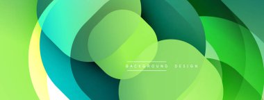 Soyut tasarım özellikleri üst üste binen şeffaf şekiller. Renkler sarıdan yeşile, sonra da koyu maviye dönüşür. Modern estetik, arka plan veya dijital sanat için uygun.