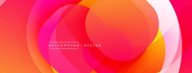 Soyut canlı katmanlar dinamik bileşim yaratır. Üst üste binen daireler pembe, turuncu ve sarı renkleri harmanlıyor. Modern tasarım enerjiyi, akıcılığı ve sıcaklığı çağrıştırıyor. Yumuşak gradyanlar görsel ilgi sunar.