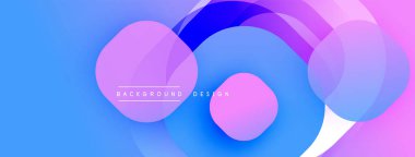 Soyut sıvı şekilleri örtüşür, parlak mavi, mor ve pembe renkler yaratır. Modern tasarım hareketi, derinliği, pürüzsüz geçişleri çağrıştırıyor. Dijital arkaplanlar için minimalist estetik.