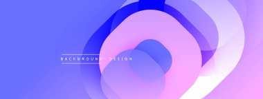 Soyut tasarım üst üste binen dairesel katmanlar içerir. Renkler maviden pembeye geçerek dinamik görsel efekt yaratıyor. Arka planlar için modern, minimalist estetik.