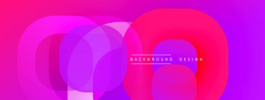 Soyut, enerjik tasarım, üst üste binen daireler. Mordan menekşe rengine geçiş, dinamik görsel efekt yaratır. Modern estetik arka planlar için uygundur.