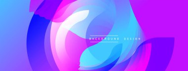 Soyut sıvı şekilleri canlı mor, mavi renkleri harmanlar. Üst üste binen katmanlar dinamik, modern arkaplan tasarımı yaratır. Yumuşak eğimler görsel derinlik ve enerji sunar.