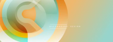 Soyut arkaplan özellikleri üst üste binen şeffaf çemberler. Renkler turuncu, bej, açık mavi. Modern tasarım akıcılığı, sıcaklığı, basitliği çağrıştırıyor.