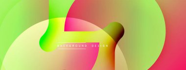 Soyut canlı tasarım, üst üste binen renkli daireler. Gradyanlar pembe, yeşil, sarı karışımı dinamik görsel efekt yaratır. Çeşitli projeler için modern arkaplan.