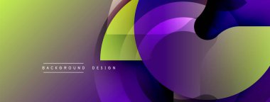 Soyut eğim arkaplanı. Üst üste binen şekiller dinamik bileşim yaratır. Sarı, mor, siyah renkler düzgün bir şekilde harmanlanır. Dijital projeler için modern tasarım ögesi.