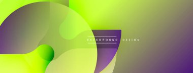 Soyut gradyanlar canlı kireç ve mor renkleri harmanlarlar. Üst üste binen şekiller dinamik bileşim yaratır. Modern tasarım uygun arka planlar, sunumlar, dijital sanat.