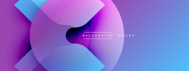 Soyut gradyan dizayn özellikleri üst üste biniyor. Mor, mavi renkler dinamik görsel efekt yaratır. Çeşitli projeler için modern arkaplan.