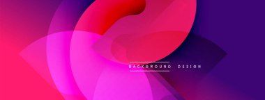 Soyut, enerjik bir arkaplan. Üstüste binen yarı saydam şekiller dinamik bir değişim etkisi yaratır. Pembe, mor, kırmızı renkler kompozisyona hakim. Modern tasarım ögesi.
