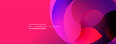 Soyut, enerjik bir arkaplan. Üst üste binen dairesel şekiller dinamik görsel akış yaratır. Renkler pembelerden mora kadar değişiyor, modern estetik sunuyor. Düz geçişler, temiz tasarım..