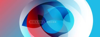 Soyut tasarım özellikleri üst üste binen şeffaf daireler. Renkler kırmızıdan, mordan, maviye karışıp dinamik görsel efekt yaratır. Modern, pürüzsüz gradyanlar kompozisyona hakim.