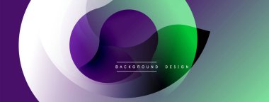 Soyut sıvı şekilleri örtüşür, canlı gradyanlar yaratır. Mor, yeşil, beyaz renkler kusursuz bir şekilde harmanlanır. Modern tasarım hareketi, enerjiyi, görsel ilgiyi çağrıştırıyor. Minimalist estetik.