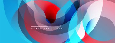 Soyut sıvı şekilleri örtüşür ve canlı renk değişimleri yaratır. Mavi, kırmızı, pembe renkler tasarımda baskın. Modern estetik, pürüzsüz geçişler, dinamik kompozisyon.